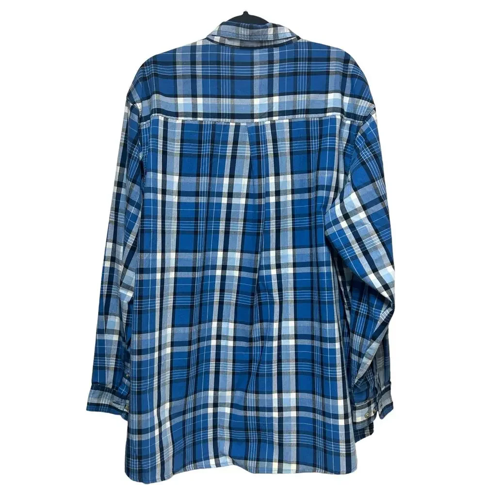 Wrangler Rugged Wear‎ Plaid Button Down Shirt Blue 3XL Tall